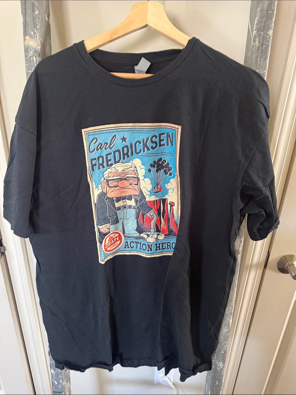 Disneys UP Carl Fredricksen Graphic Black Men’s T-Shirt